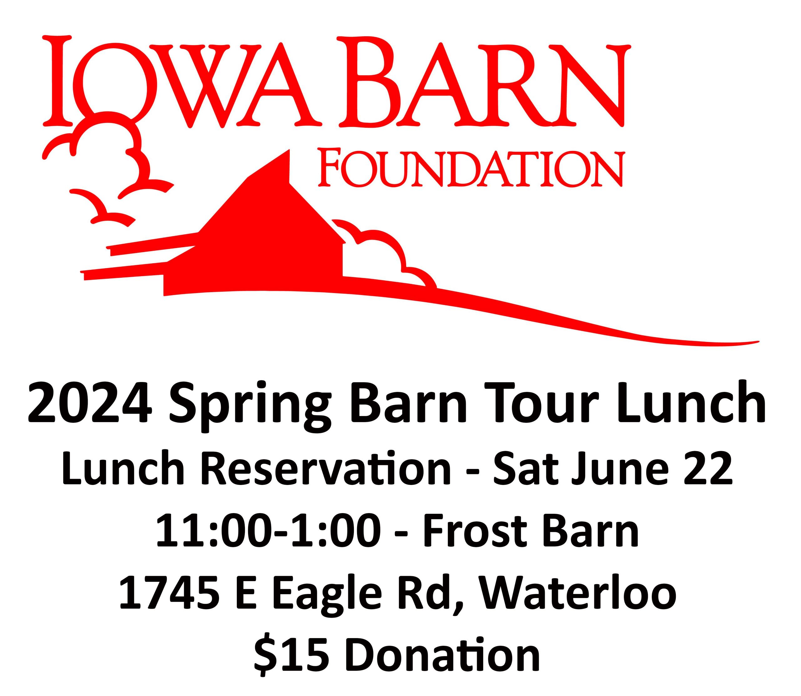 2024 Spring Barn Tour Lunch Reservation – Sat, Jun 22 at the Frost Barn